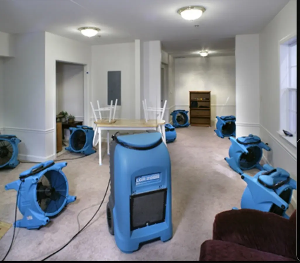 Air movers and dehumidifier setup for Water Extraction & Removal in South Weber